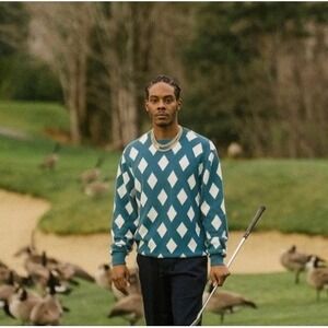 Bogey Boys Rhombus Sweater Golf Diamond Crewneck Macklemore‎ Blue Men's XL  NWT